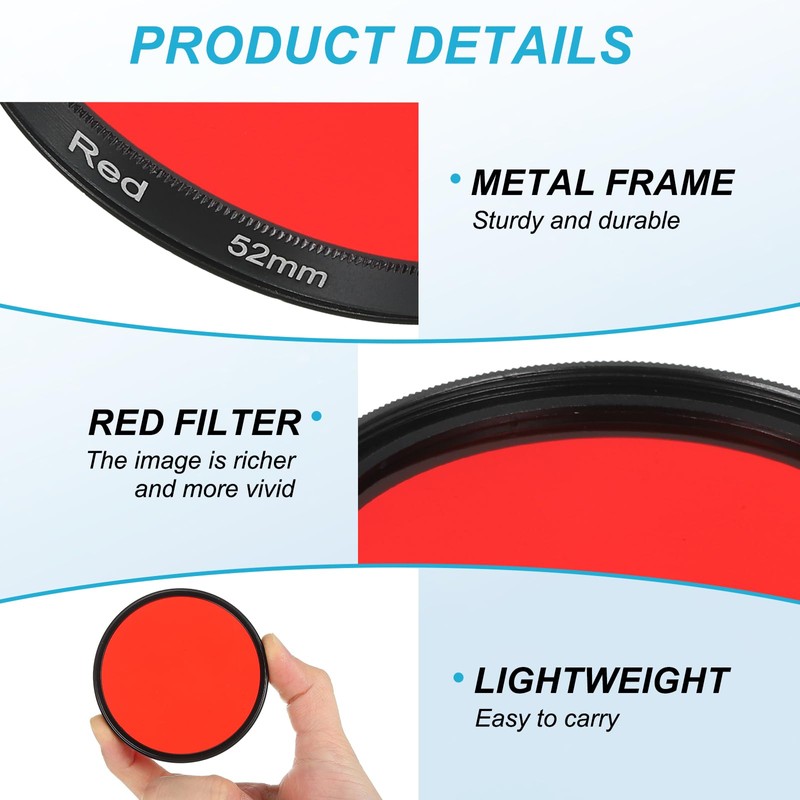 sourcing map 49mm Lens Filter,Full Red Camera Filter Scratch Optical