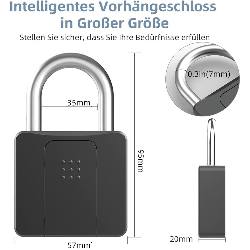 Lock Fingerprint, Eseesmart Padlock, Lock with Key App, Large Padlock