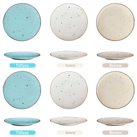 Esfour Ceramic Dinner Plates 11 inch Set of 6 - Microwave, Oven, Dishwasher Safe, Scratch Resistant, Porcelain Durable Dishes for Steak, Pizza, Home & Restaurant, Party, Gifts - Natural Assorted Color