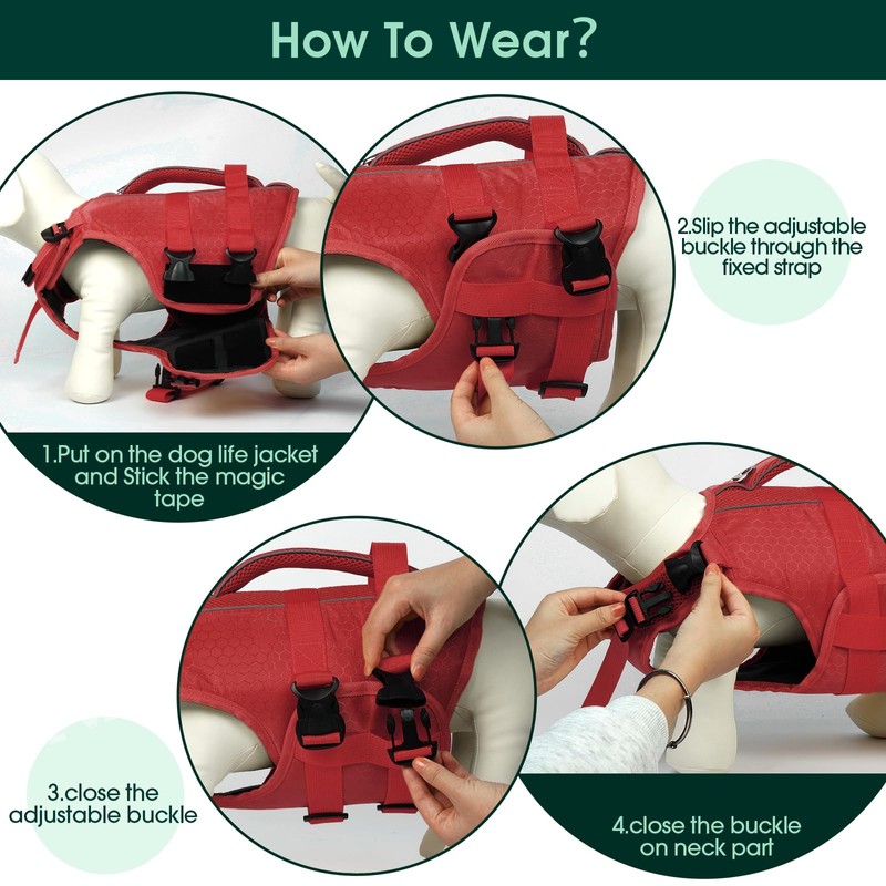 Kuoser Dog Life Jacket High Flotation, Reflective Dogs Life Vest