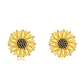 Gold Sunflower Earrings for Women 925 Sterling Silver Flower Studs You Are My Sunshine Jewelry Birthday Gifts Anniversary for Wife