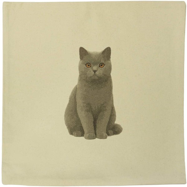 Azeeda 40cm x 40cm 'Alert British Shorthair Cat' Canvas Cushion