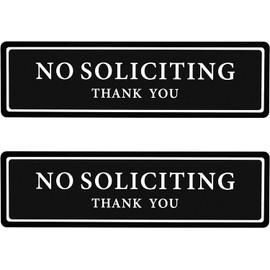 2 Pack No Soliciting Sign for House — Keep Solicitors Away, with Strong Adhesive Tape for Any Surface, 8.2 × 2.4 Inch, Stylish & Prominent Design, Perfect for Home Office Front Doors, Walls, Windows