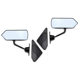 iJDMTOY Pair Black Cap Universal F1 Style Side Mirrors w/Blue Glass Compatible With Acura Honda Mazda Subaru Toyota Nissan Scion, etc (Brackets Included)