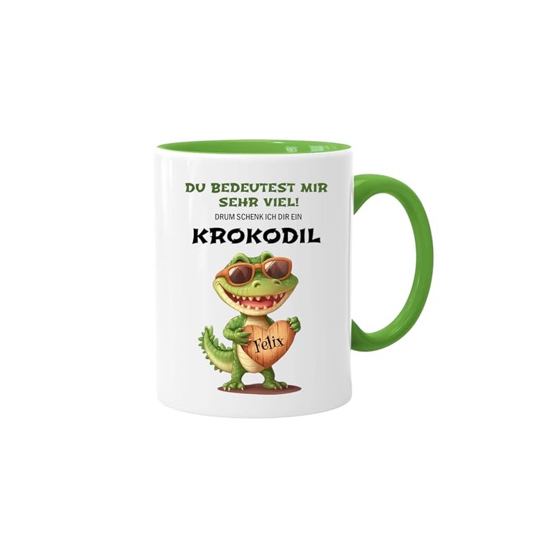 Personalisierte lustige Krokodil-Tasse, beidseitig Bedruckt - Kaffeetasse - lustig -