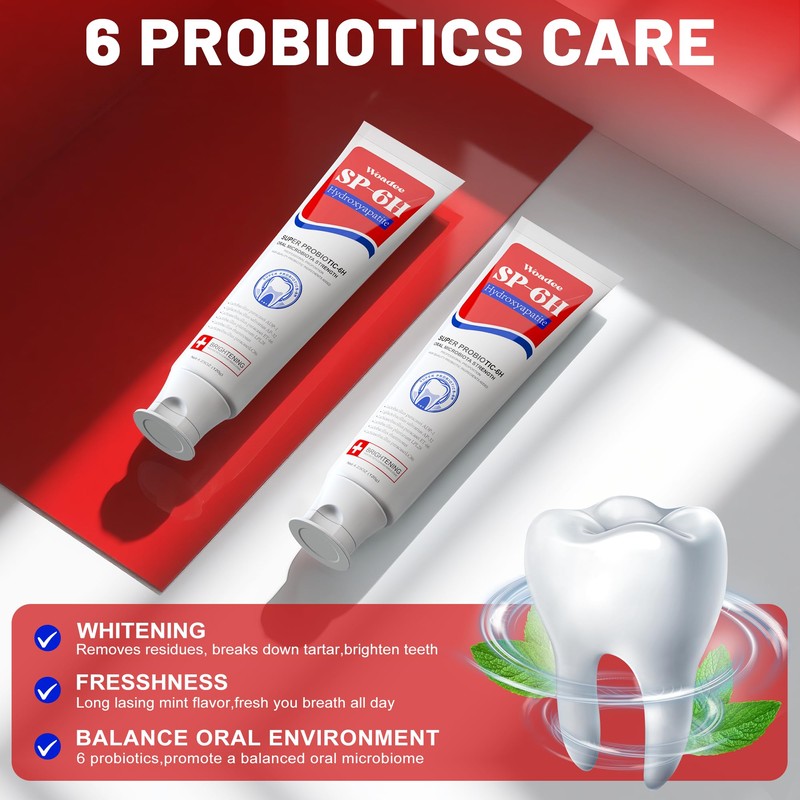 Woadee SP-6 Hydroxyapatite Toothpaste, SP-6 Probiotic Whitening Toothpaste,6 Probiotics+Hydroxyapatite Formula