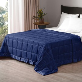 downluxe Weighted Blanket King Size, 18 lb Weighted Blanket with Glass Beads for All Season, Machine Washable Heavy Blanket (Navy, 90 X 108 Inch)