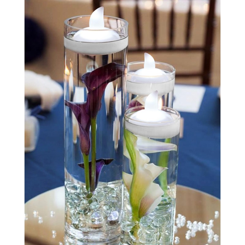 Yakpo 12 Pack Cool White Flickering LED Floating Tea Light,