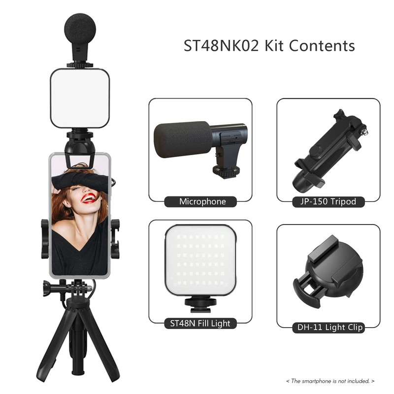 ciciglow Smartphone Vlog Kit,LED Video Light +Omnidirectional Microphone + Tripod