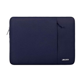 MOSISO Laptop Sleeve Bag Compatible with MacBook Air 13 M3 A3113 M2 A2681 M1 A2337 A2179 A1932/Pro 13 M2 M1 A2338 A2251 A2289 A2159 A1989 A1708, Polyester Vertical Case with Pocket, Navy Blue
