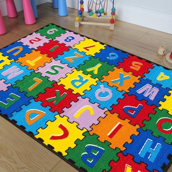 iSavings Kids/Baby Room/Daycare/Classroom/Playroom Area Rug. ABC Puzzle. Educational. Fun. Bright Colorful Vibrant Colors (5 Feet X 7 Feet)