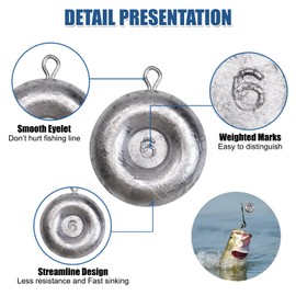 CWSDXM Disc Sinkers Lead Coin Weights Flat Round Sinker for Surf Drifting River Trolling Catfishing Fishing Pancake Sinkers and Weights 3/4oz - 8oz (3/4oz-10pcs)