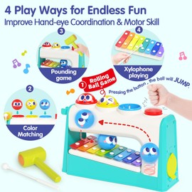 Toys for 1 Year Old Boys, Xylophone for 1 Year Old Boy Toys, Pounding Toys for 1 Year Old Girls Gifts, Baby Toys 12 Months with 3 Balls & Hammer, 1st Birthday Gifts for Girls Boy