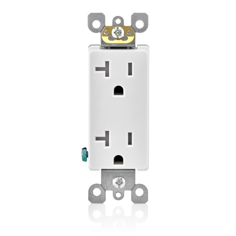 Leviton 20 Amp Decora Tamper-Resistant Duplex Electrical Wall Outlet, T5825-W,