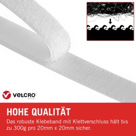 Velcro Stick on Tape 20mm x 50cm - Color: White