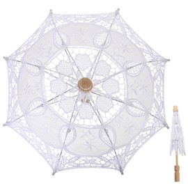 PATKAW Vintage Decor Wedding Decor Wedding Decorative Umbrella 1PC 30x30x26cm Craft White Lace Decorative Umbrella for Tea Party Photo Props Kids Gift~White Vintage Decor Wedding Decor