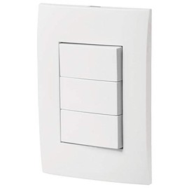 Placa armada 3 interruptores sencillos, línea Oslo, blanco Volteck