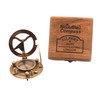 Gilbert and Sons Antique Brass Sundial Compass with Engraved Wooden