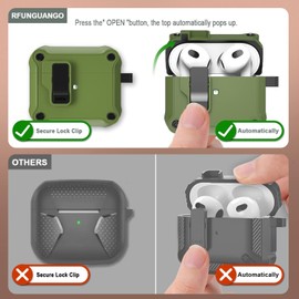 Compatible with Airpods 4 Case Cover for Women Men, Unique Security Lock Cases for Airpods 4th Generation Case 2024 with Cleaning Kit and Keychain Front LED Visible Green