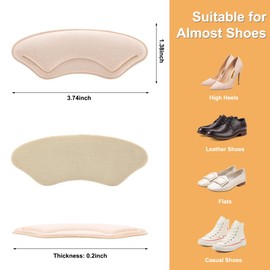 4 Pairs Heel Cushion Liners for Big Shoes Loose Shoes, Heel Protectors for Blisters Friction and Heel Pain, Anti-Slip Heel Grips to Make Shoes Fit Tighter