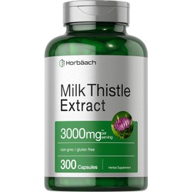 Horbäach Milk Thistle Extract 3000 mg 300 Cápsulas - Apoyo hepático - Depuración - Hecho en USA