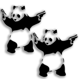Banksy Bad Panda with Guns Vinyl Decal – Gangster Panda for Bumper Sticker Car, Bike, Laptop, Window Door, Pack of 2 (Design 3)