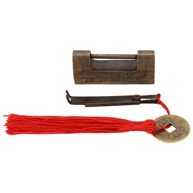 Chinese Antique Lock Retro Classic Pattern Design Bronze Brass Material