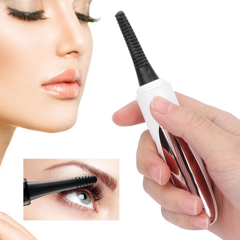Heated Eyelash Curler Rechargeable Silicone Brush Head Portable Electric Eyelash