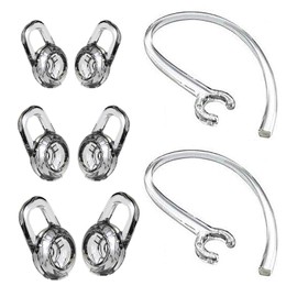 BLLQ Repalcement SML 3 Size Ear Tips & Ear Loop Clip Set Compatible with Plantronic M155 M165 M180 M55 M25 M90 Explorer 500 Headset, Gel Earbuds Eartips 6PCS & Earhooks Earloop 2PCS [Clear] (P3)