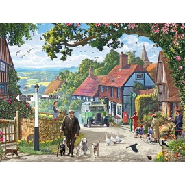 Bits and Pieces – 500 Piece Jigsaw Puzzle for Adults – The Country Bus - Small Town in The English Countryside Jigsaw Puzzle by Artist Steve Crisp, Completed Puzzle Size: 18" x 24"