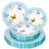 WDF 20PCS Blue Butterfly Plates - Baroque Spring Plates Disposable