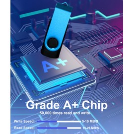 Nicepicten 4GB USB 2.0 Flash Drive 1 Pack USB Thumb Drive Memory Sticks Zip Drive USB Key Jump Drive Memorias USB 4GB with LED Light & Lanyard Swivel Pendrive for Storage and Backup, Blue