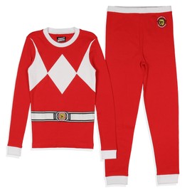 INTIMO Power Rangers Boys' Red Ranger Classic Character Costume Sleep Pajama Set (8)
