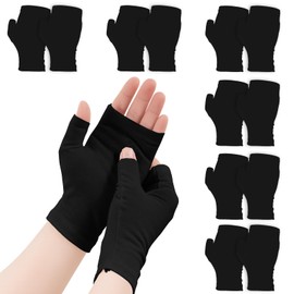 6 Pairs Fingerless Eczema Gloves, Soft Black Cotton Gloves for Eczema, Eczema Gloves, Fingerless Cotton Gloves for Dry Hands, Beauty, Hand Spa