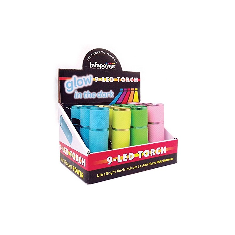 Infapower F007 9 LED Glow in The Dark Torch, Pack