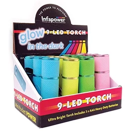 Infapower F007 9 LED Glow in The Dark Torch, Pack of 12