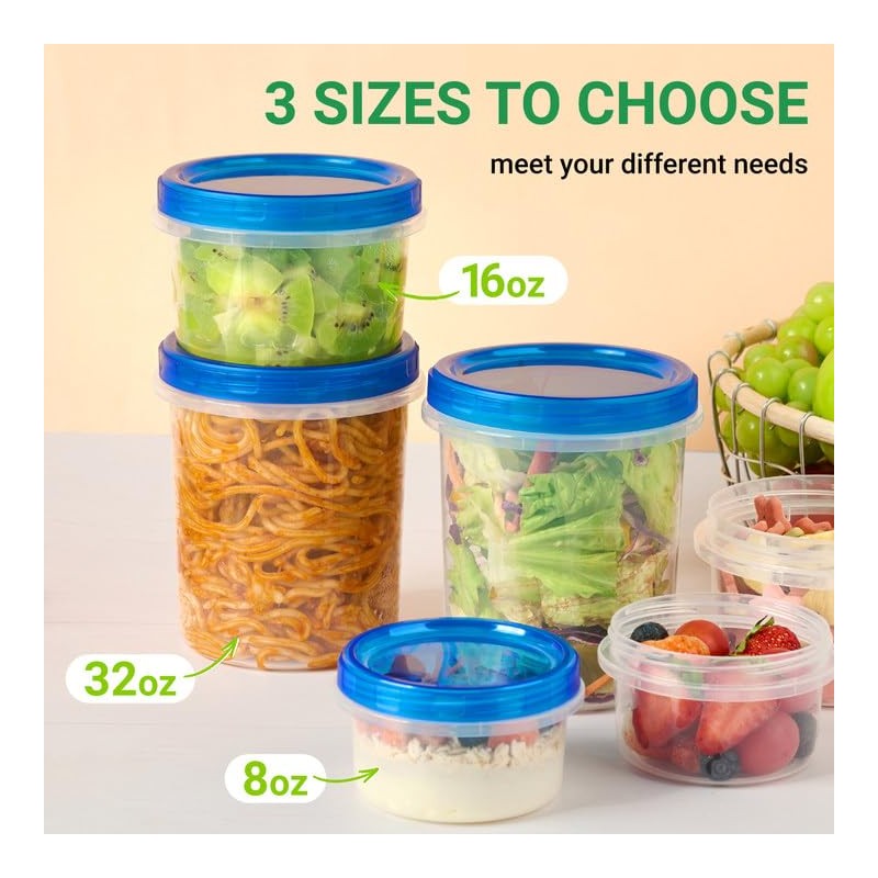 Soelomu 8 oz Freezer Storage Containers with Twist Top Lids,