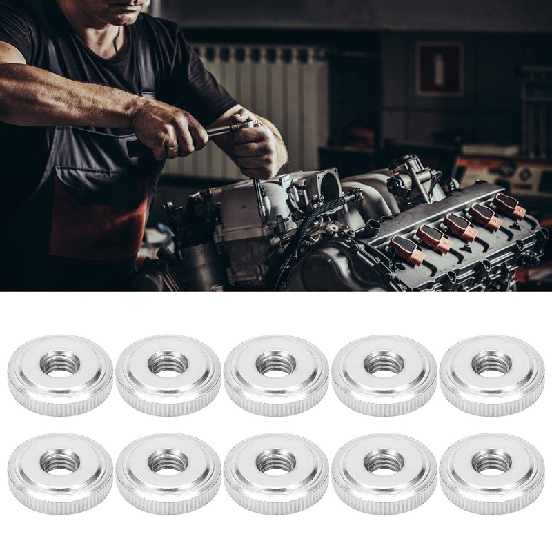 Pack of 10 Knurled Nuts, M8 Round Flat Knurled Nuts