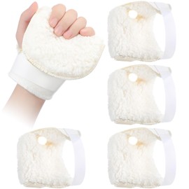 Nuanchu Nuanchu 4 Pcs Palm Protectors for Left Hand Finger Contracture Cushion Prevention Gloves Palm Guard Protection Pad with Sherpa Lining Band Soft Prevent Contractures for Hand Skin Breakdown