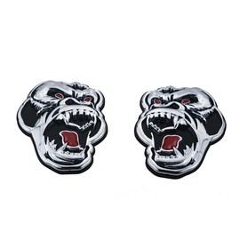 2 Pcs Metal ngry Gorilla Ape Angry Side Rear Emblems 3D Badge Car Truck Motorcycles Decal Sticker (Silver Black)