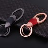 AIXUAN Zinc Alloy and Black Leather Keychain, 2 Keys Rings,Comes