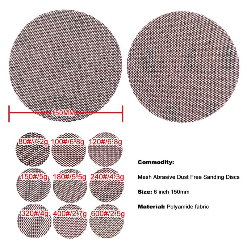 5 Pack 6 Inch 150 mm Mesh Sanding Discs Hook