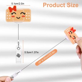 OFFCUP Badge Reel Holder, 3pcs Retractable Felt Badge Reels, Cute ID Badge Holder Felt Nurse Reel Retractable Lanyard Clips for Nurse Doctor Teacher Student (Band-aids, Needles, Hearts)