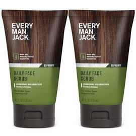 Every Man Jack Exfoliante facial suave para hombres, exfolia la piel muerta, hidrata y revive la piel cansada con cuentas de jojoba, ácido hialurónico