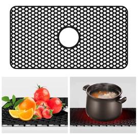 Silicone Sink Protectors for Kitchen Sink, 28'x 15 inches Kitchen Sink Mats for Bottom of Farmhouse Stainless Steel Porcelain Sink, Black
