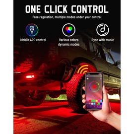NOVSIGHT 8 Pods RGB Rock Lights with APP Control, Waterproof Underglow Kit for Trucks Off Road Trucks SUV ATV UTV Golf Car Boat