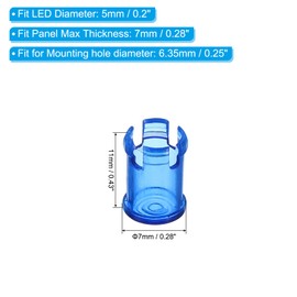 PATIKIL 5mm Emitting Diode Holder, 20 Pack LED Holder Clip Mounting Bracket Socket Cap for Lamp Bulb Bezel Mount Panel LED Display, Blue
