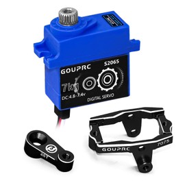 GOUPRC RC Digital Micro Servo Metal Gear Servo with Mount and Servo Horn for 1/18 TRX4M Servo RC Car Upgrade Parts (Black)