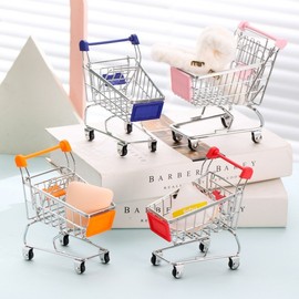 Mini Cart / Metal Miniature Shopping Basket for Interior Decor Cart-07. Light Pink 2ea