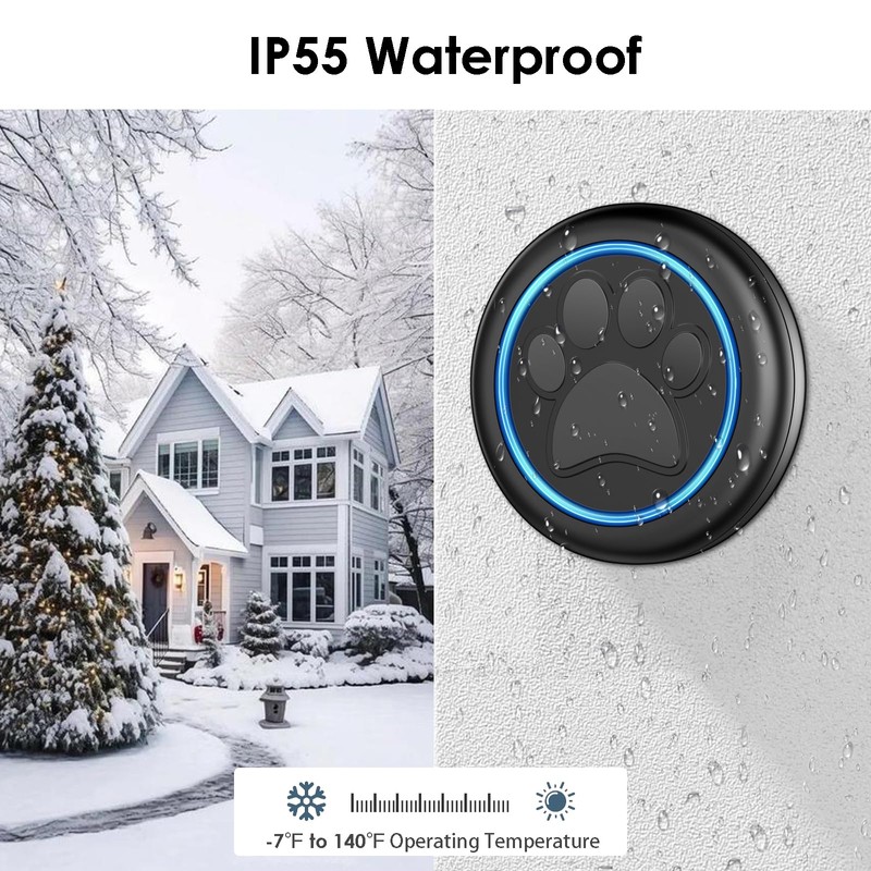 Full House Dog Doorbell for Potty Training, Wireless Pet Doggie